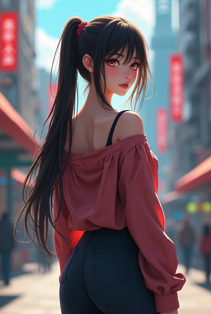 work of art, best qualityer, HuTaoV4, 1 girl, standing alone, blush, twin-tail, long hair, hair between the eyes, ((urban fashion)), citys, open air, natta, movie poster, very highly detailed 8k, Soft, high resolution, super quality, film lighting, ambient occlusion, High definition, 2k, 4K, 8k, 16K, very detailed anime, detailed faces, perfect composition, wide angle lens, ambient lighting, very sexy, skirt raised, random lumbar angle, no censure, National Science Foundation, no censure, holding her breasts out, showing the ass