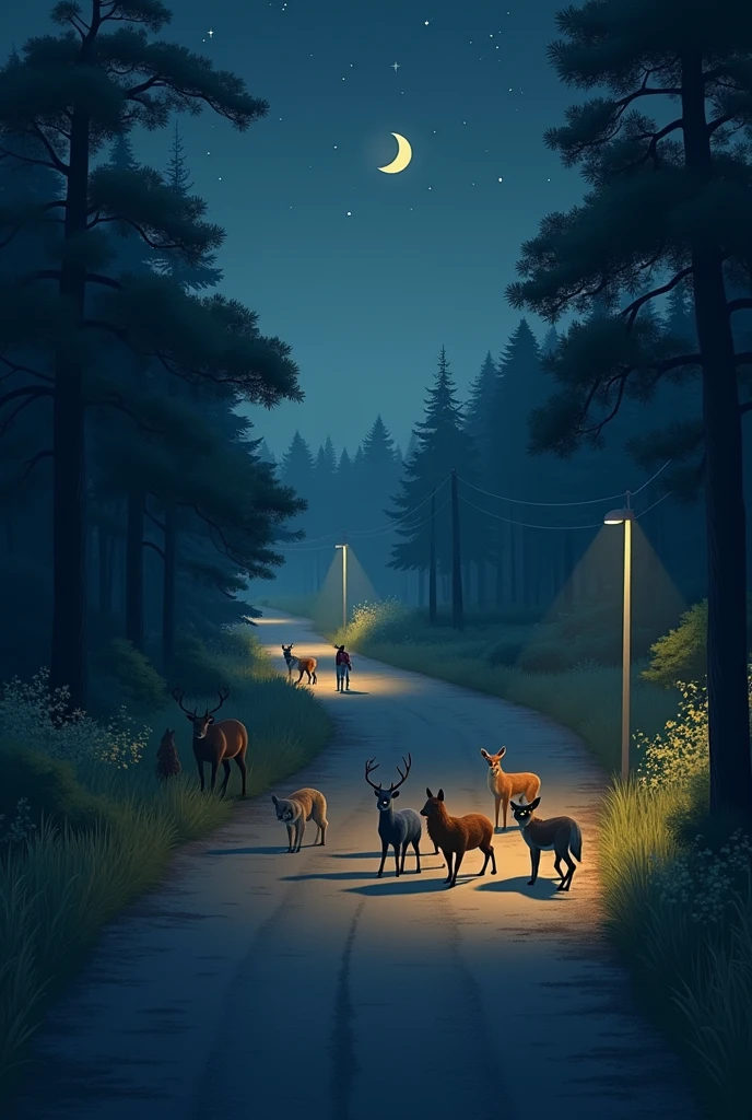 Hello night all animal in this road