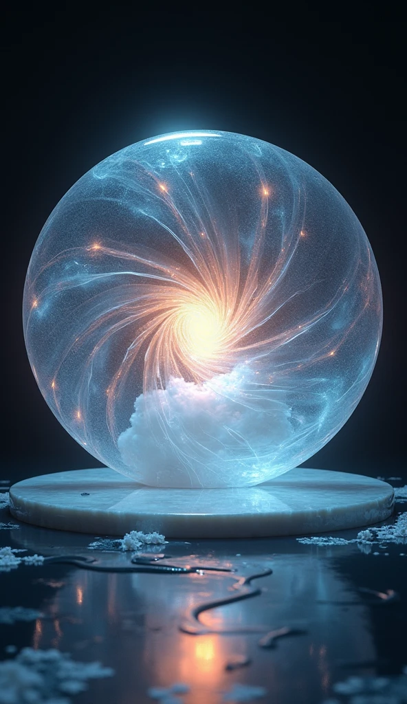holographic disc with light in it, in the style of organic forms, muted tones, folded planes, abstract minimalism appreciator, blink-and-you-miss-it detail, unicorncore, fluid, organic forms, futuristic victorian, black background --v 5.2 --style