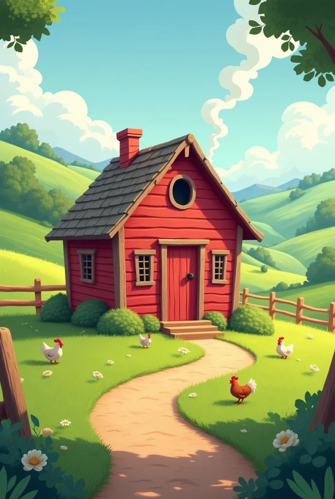 Zenon's farm only the red cabin , in animated form