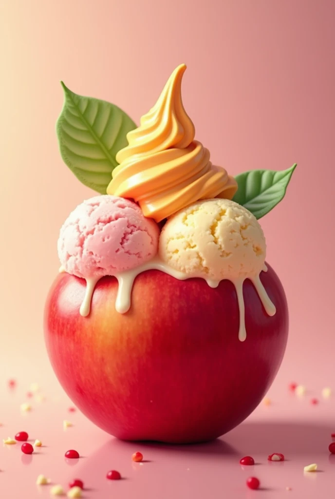 Fruit ice cream on an apple