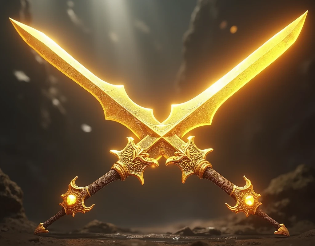 Game Art of golden blade with long hilt, best quality, Trending on Artstation, masterpiece, yellow jewel