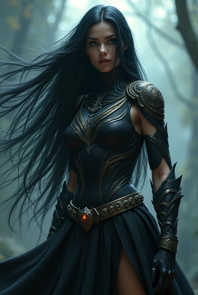 (((A beautiful woman with long black hair under the mantle of the Amazon warrior Wonder Woman possessed by the Spiderman Symbiote))) 