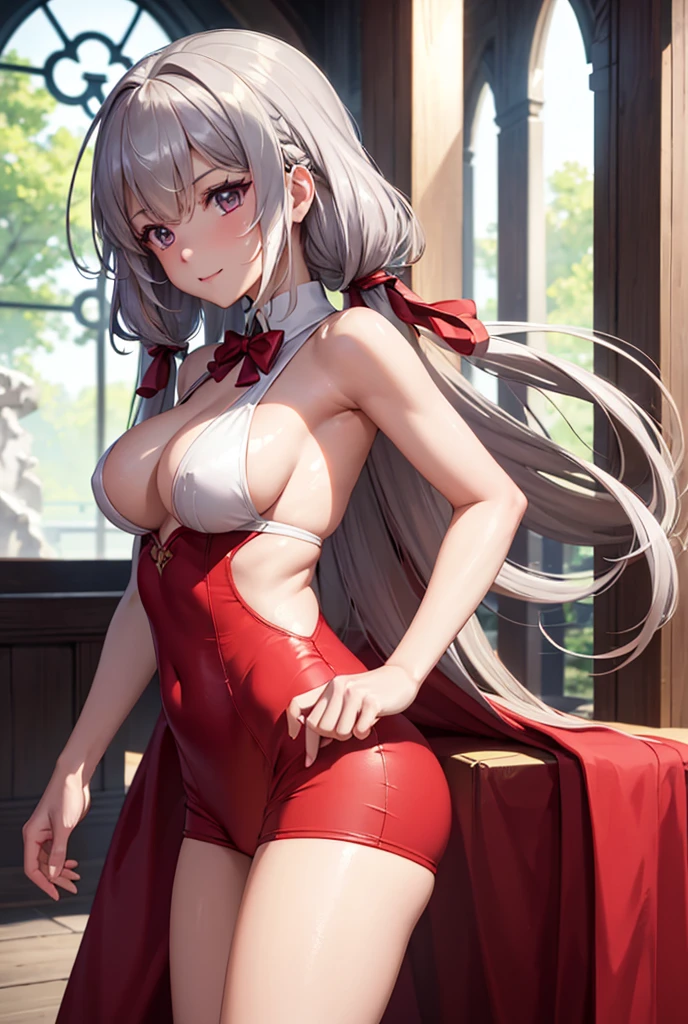 ((masterpiece)), ((Best quality)), (high resolution), (illustration), (an extremely delicate and beautiful), (ultra detailed beautiful face and eyes), nsfw, 1girl, leaning forward, YukineChris, long hair, purple eyes, twintails, low twintails, ahoge, large , fishnet pantyhoed a bow tie, volumetric lightning,
detailed skin texture, detailed, volumetric shadow, anime screencap,Highest quality, Sorceress, ancient babylonian nobility, ((tan skin:1.2)), (brown skin color),Long hair, twin braids, hair ornament, wine colored hair, smile, Below average size breasts, barders, (underboob:0,Red leotard)clothes get torn、Cross your arms、Wide-open legs、Standing with your legs apart、front、Leg spread、Groin、bikini、Two Piece、Yukine Chris、Symphogear、Wet、lake、lake畔
8K, masterpiece, Best_quality, high_resolution, ultra_details, detailed, 1girl, 独奏, looking_at_viewer, upper_body, braid, blurry, bangs, white_hair, blurry_background, collared_shirt, church, red_dress、hair_ribbon, hair_between_eyes,
sidelocks,depth_of_field,light_particles,sun_shine,snow、french_braid, Alphonse Mucha Style, sharp focus, perfect hands, perfect face, perfect eyes, perfect light, dynamic light, natural light, Masterpiece, Best quality,