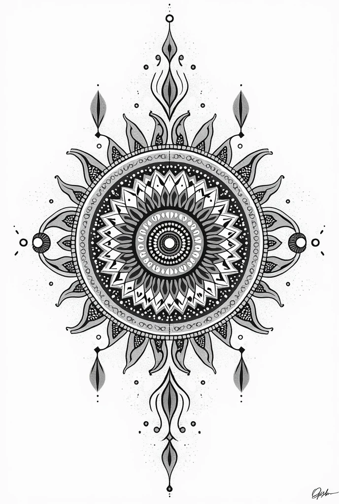 Create a mandala of pointialisms, with Egyptian reference for white background tattoo