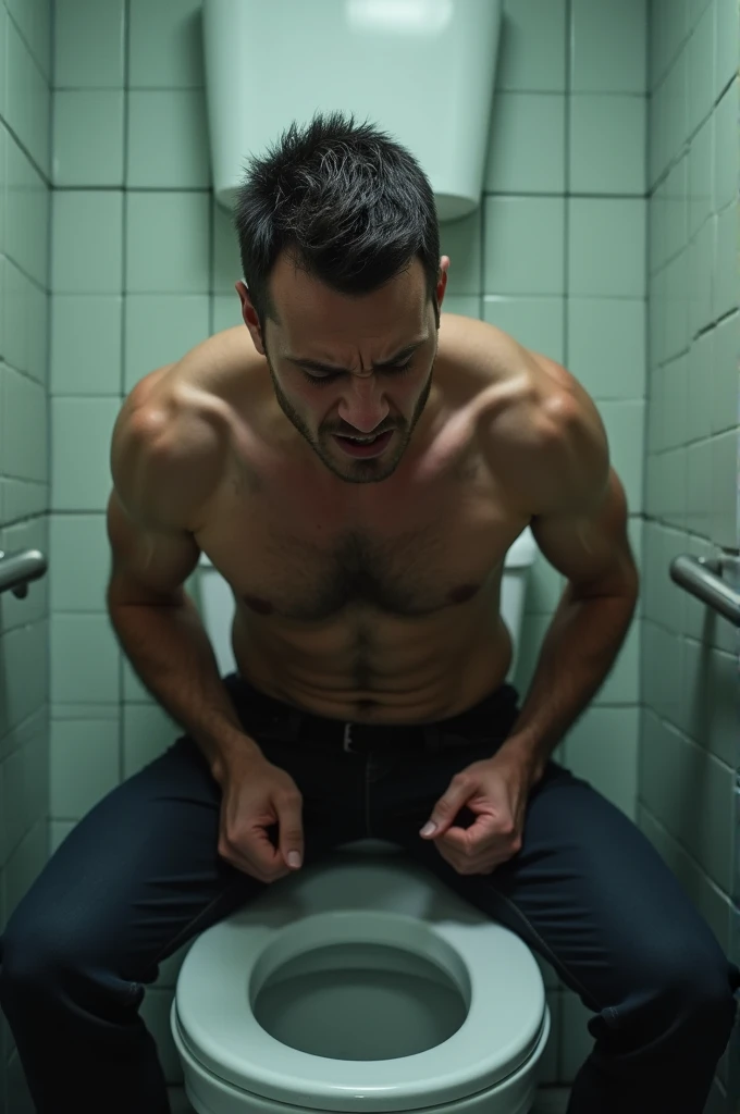 Man in bathroom unable to urinate