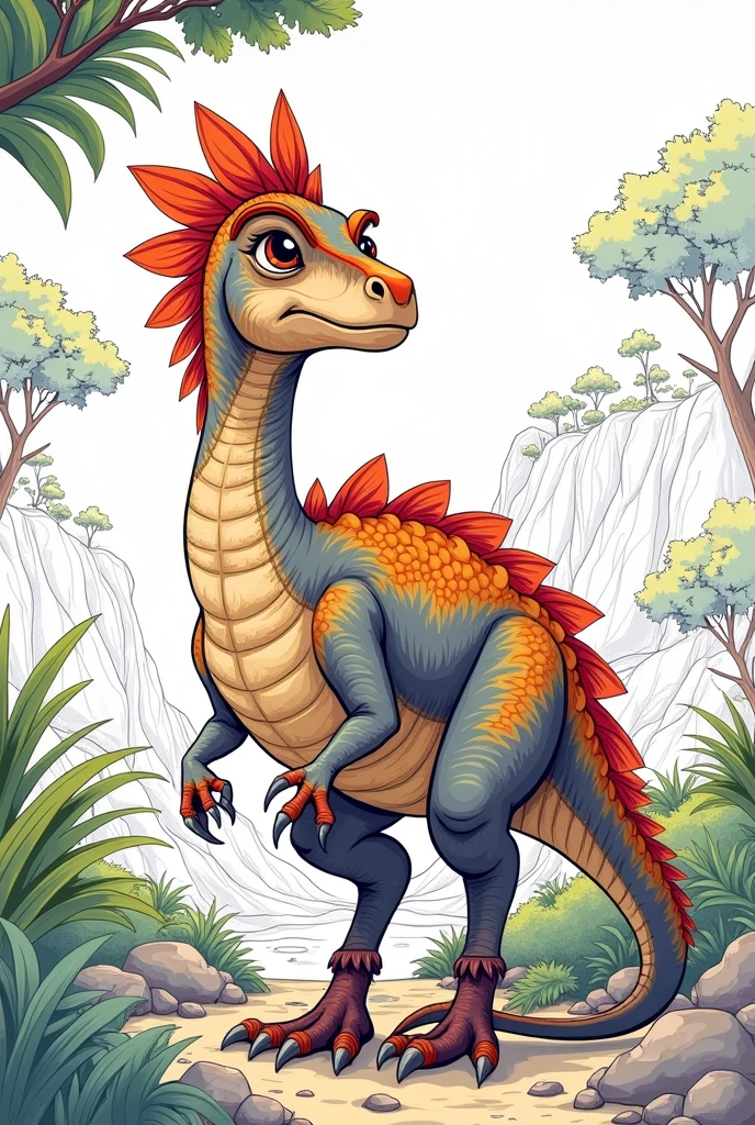 Wulong dinosaur colouring worksheet. Wulong dino had feathers on all its limbs