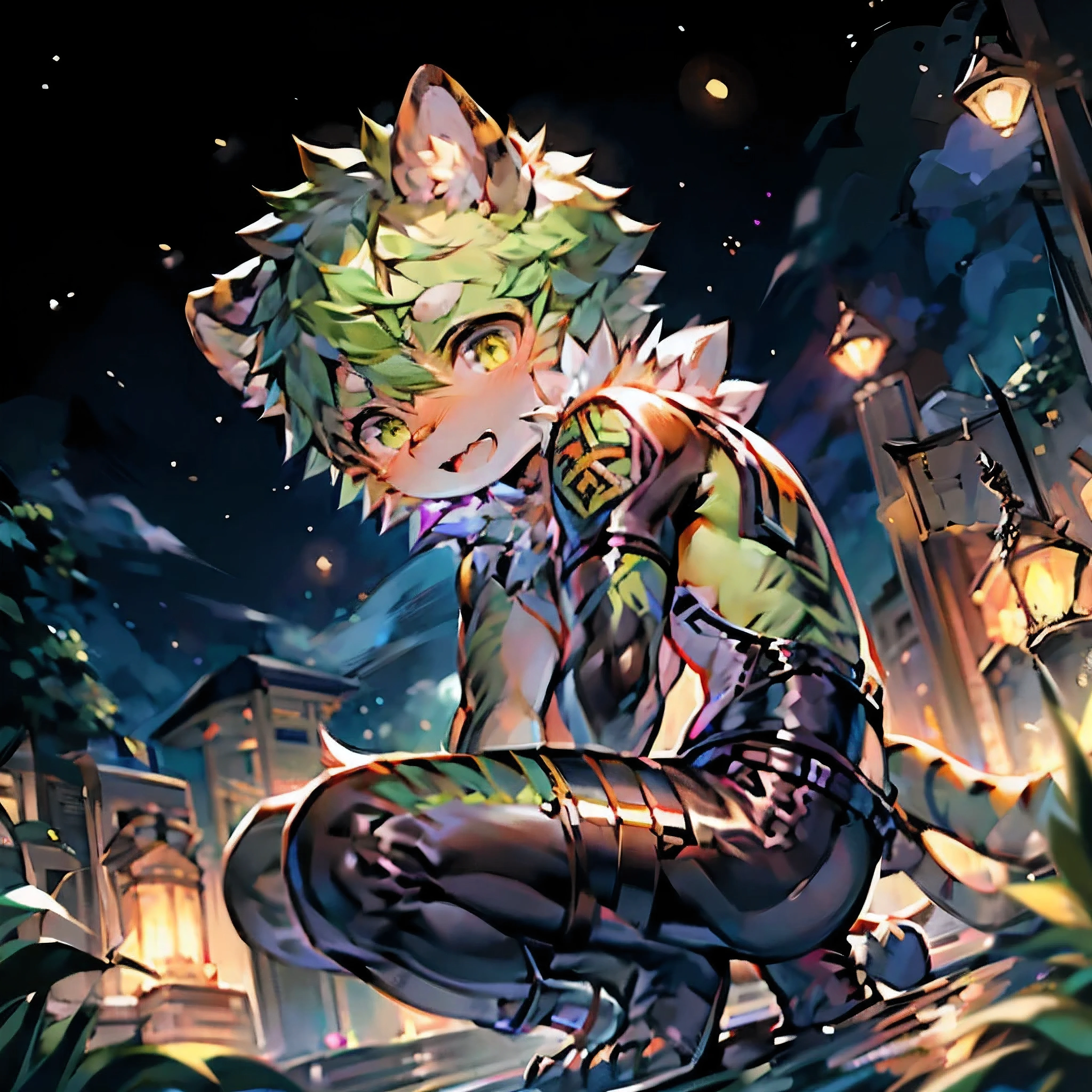 Latex clothing,Young hero,Tiger Orc,shota,Beast,fur,Black and orange fur,Tights,hero