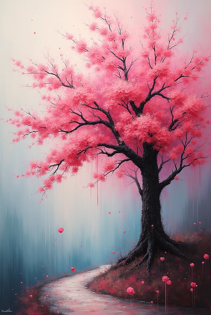 Create an abstract cherry painting

