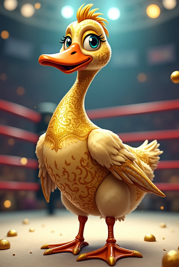cartoon goose dressed like WWE wrestler Golddust