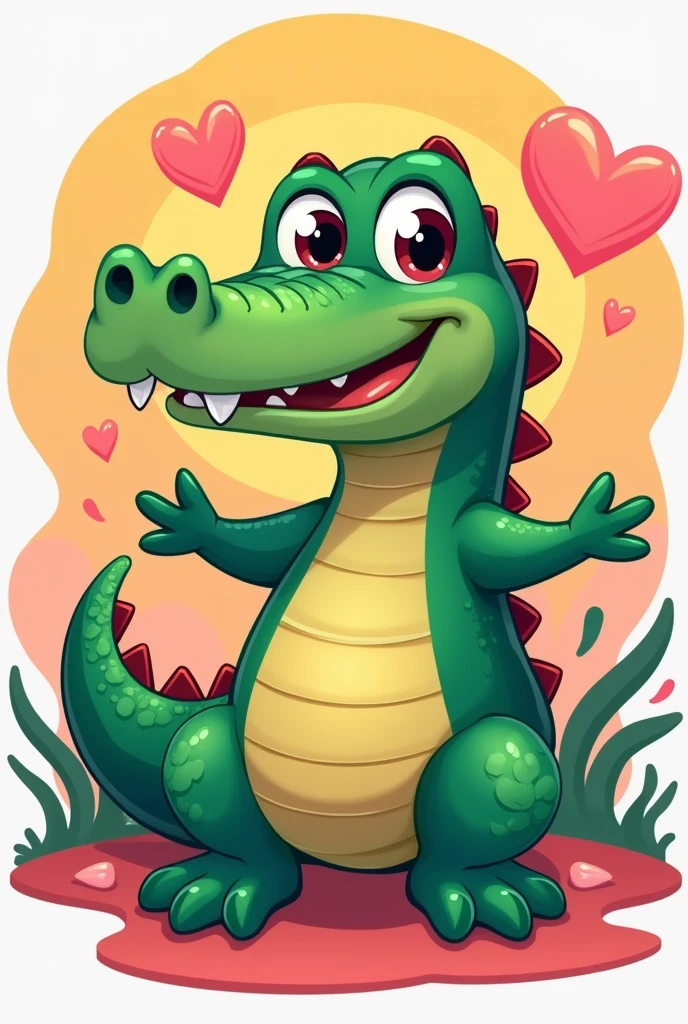 Big crocodile , logo type , Love and friendship , YoloX  , smiling 