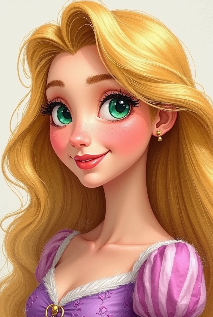 Disney's Rapunzel, retrato close up, in crayon and pencil