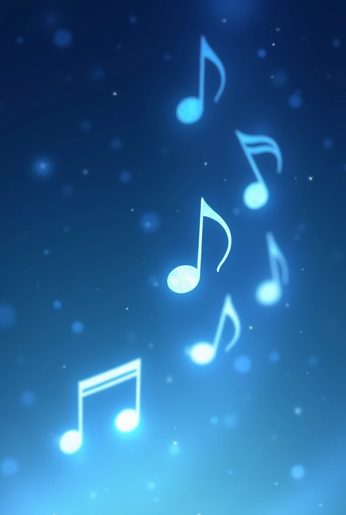 Light blue musical notes, night sky, background only, cute