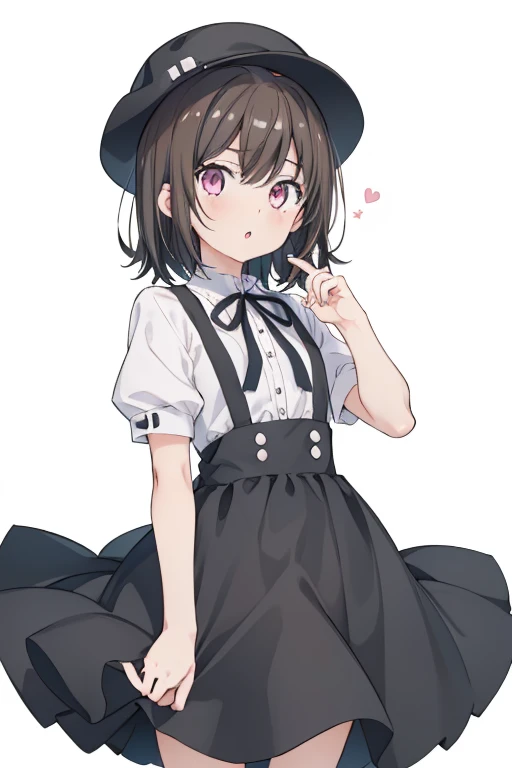 An early 50s woman in a black dress and white hat poses for a photo, 奈良美智, chiho, sakimichan, trending at cgstation, ulzzangs, Rin, tzuyu from twice, Trending on CGSTATION, Young Gravure Idol, twintails white_gloves