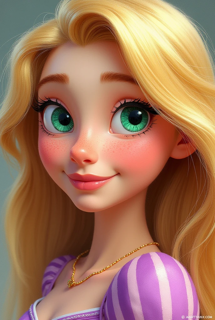 Disney's Rapunzel, retrato close up, in crayon and pencil