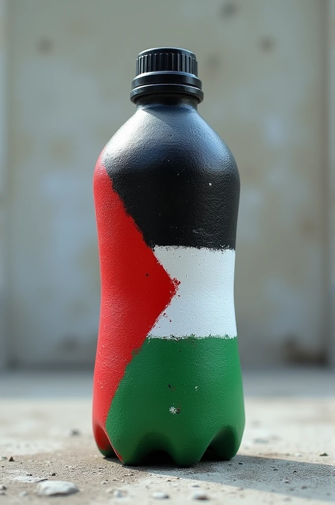 Palestine spray art on bottol plastic