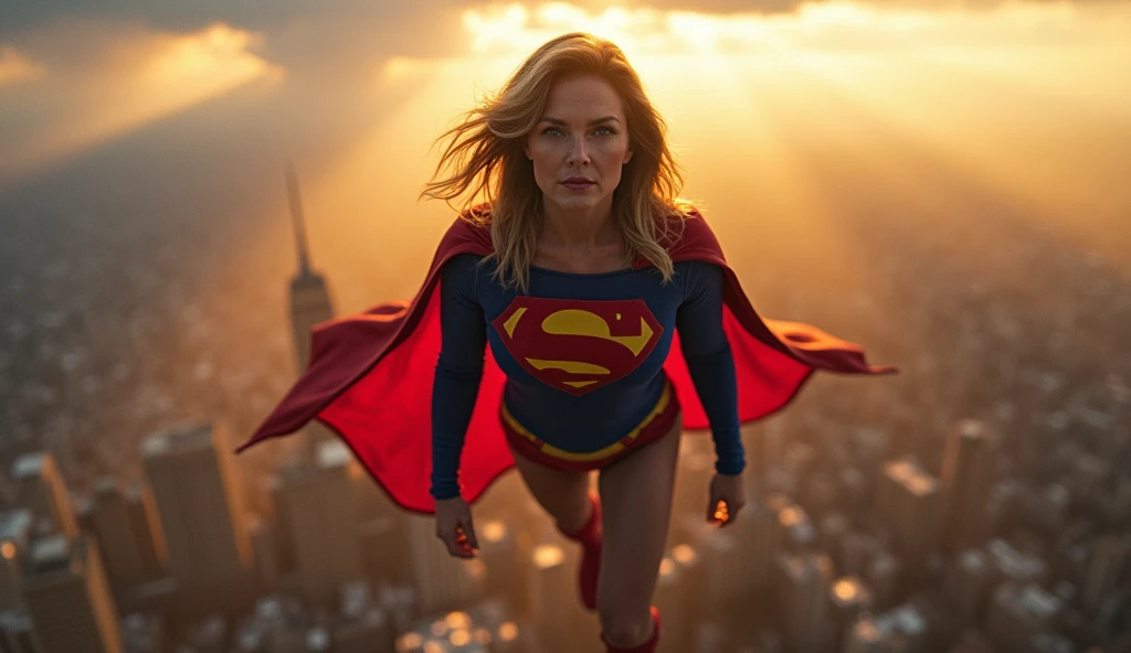 Supergirl Julie Hagerty(((very beautiful old Supergirl (((1984s costume))); Julie Hagerty))) Super old woman Julie Hagerty full body; stretched in the air; confident, powerful, indestructible, attractive; big and firm chest, floating high above the city, sunlight streaming through the clouds, dramatic pose, cinematic lighting, colorful cityscape below, gritty urban environment, intricate details, hyper-realistic, 8k, cinematic, dramatic, grandiose, superhero, flying, cape flowing, muscular, confident, powerful, determined expression, glowing eyes, lens flare, volumetric lighting, cinematic camera angle, dramatic shadows and highlights, photorealistic, vibrant colors, highly detailed, masterpiece