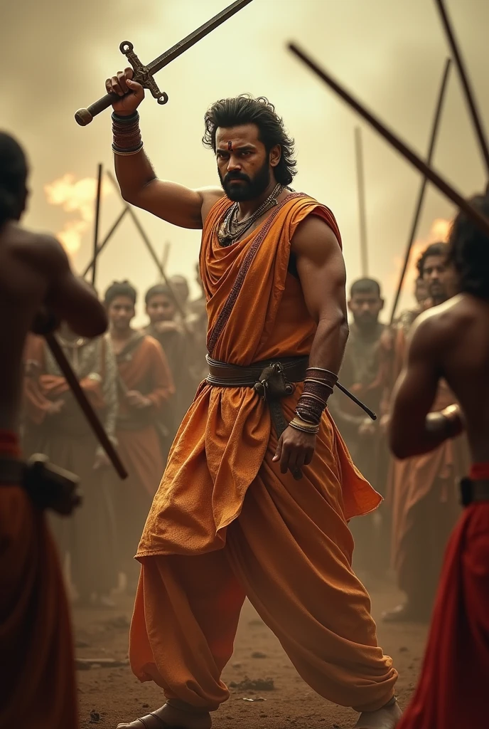 Pawan Kalyan Indian actor with sword killing peaple 