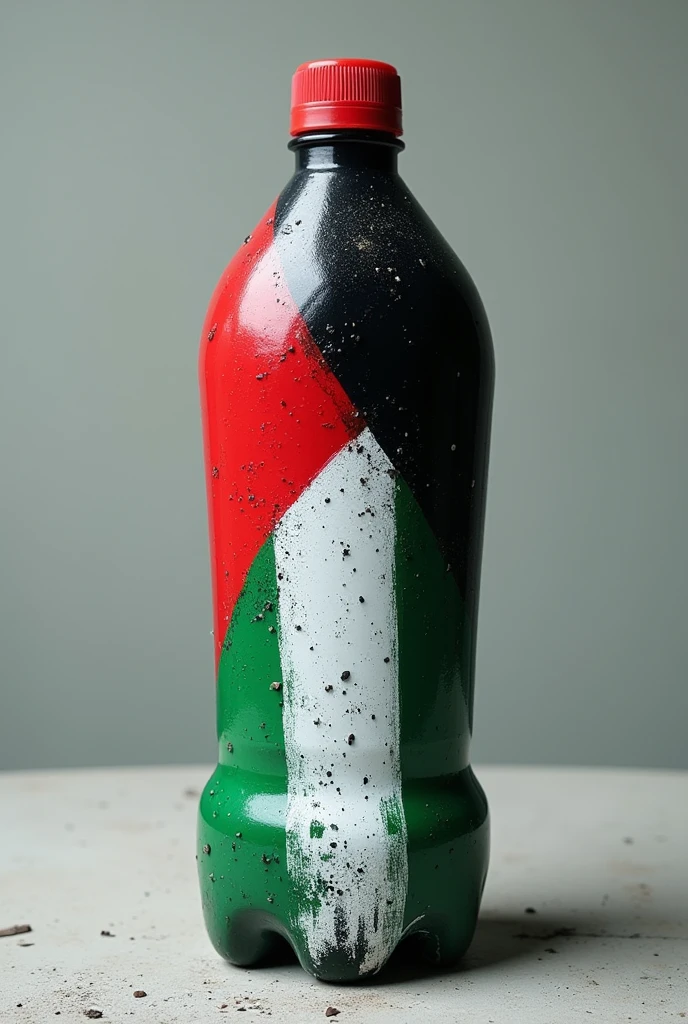 Palestine spray art on bottol plastic