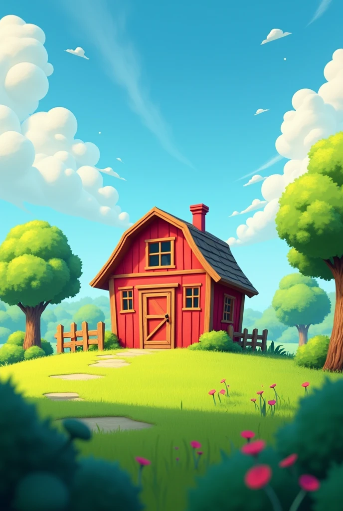 la granja de zenon solo The cabin roja , in animated form, The cabin mas lejos y que se note el cielo y los arboles, that the grass and trees are a little more noticeable, the house a little bigger, with more height, The cabin, The cabin que tenga forma de la granja de zenon






