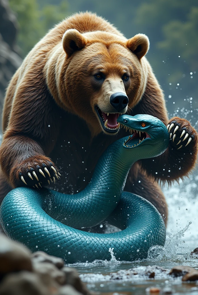 Bear and Eel fight scene ultra HD high resolution 4K