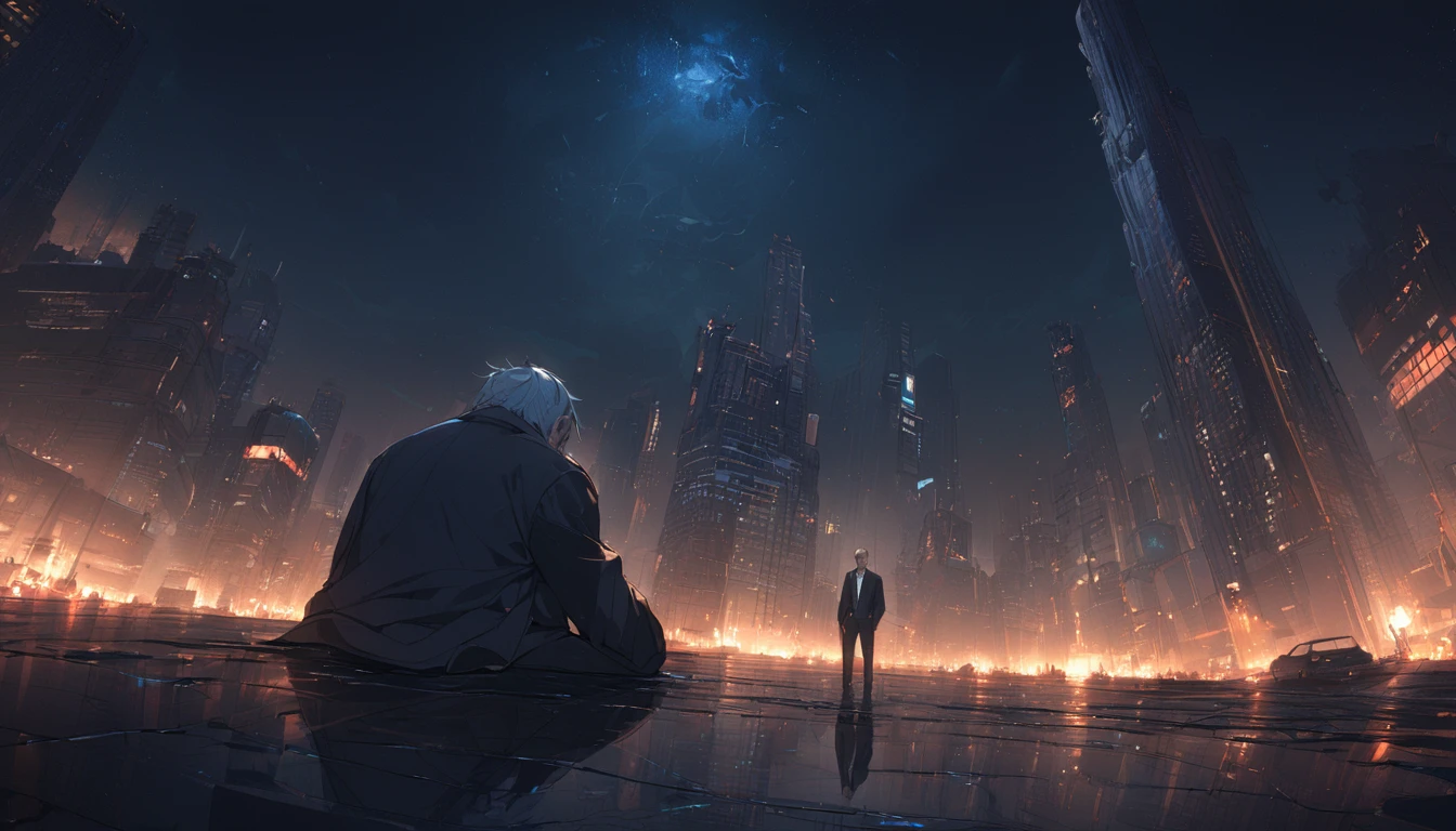 City,Sad looking man,suit