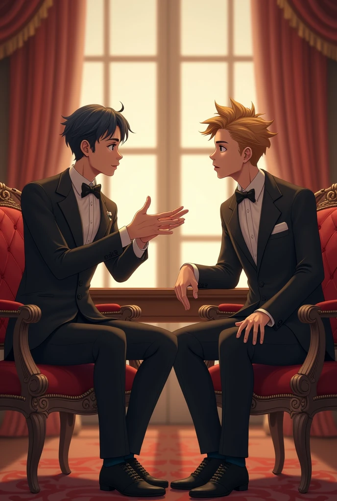 Have the Angle brothers sit as if they were talking to each other