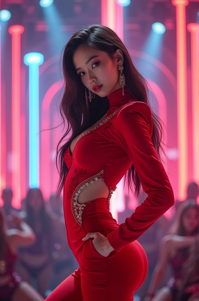 Kpop girl with red outfit