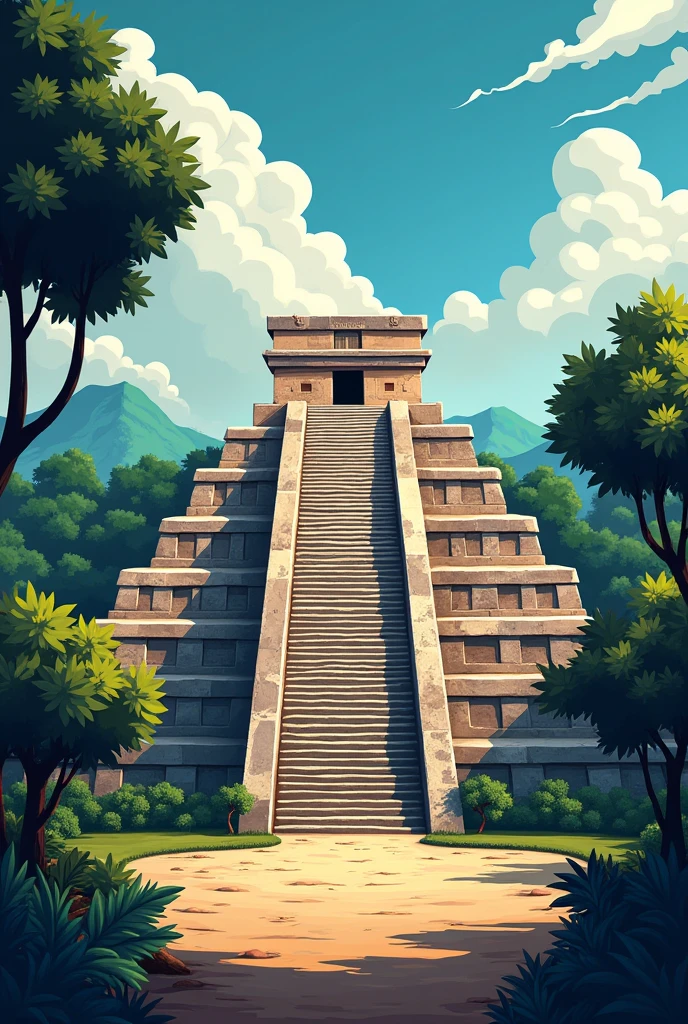 create a logo of the Mayan pyramid of the great jaguar but from a frontal view