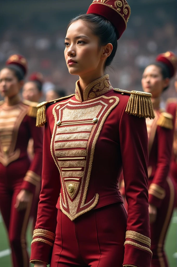 Pearl and wine colored band uniform