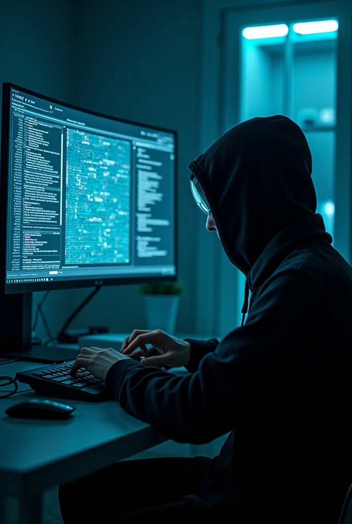 Hacker with monitor