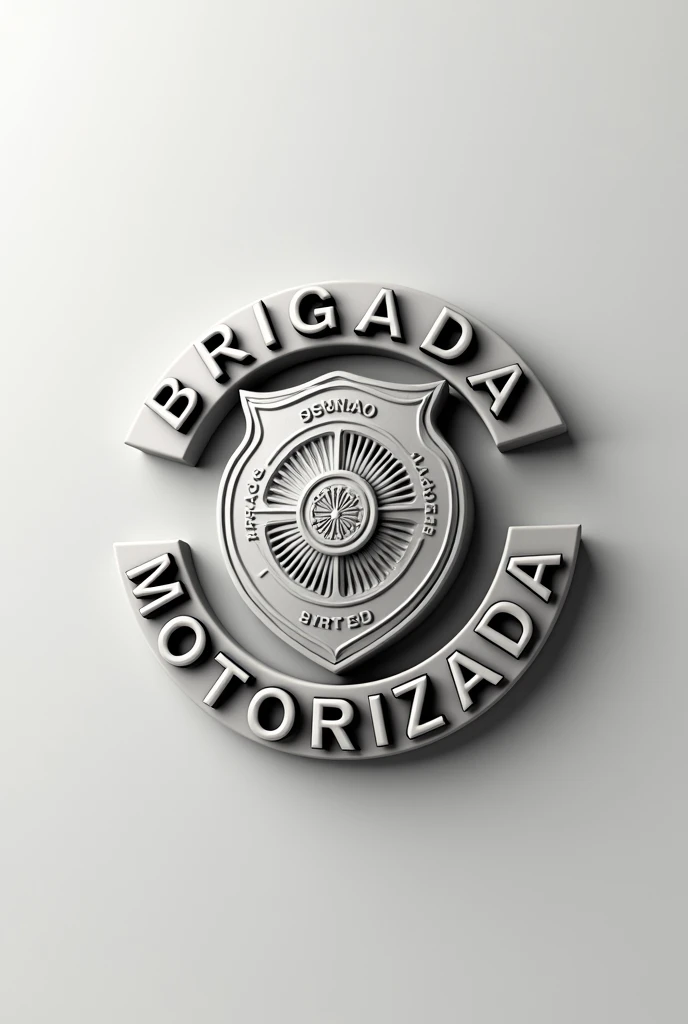 A realistic image of the civil protection logo with the words Brigada Motorizada in Spanish