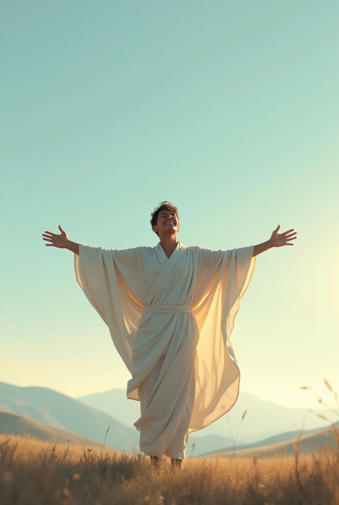 person spreading his arms, wanting to fly