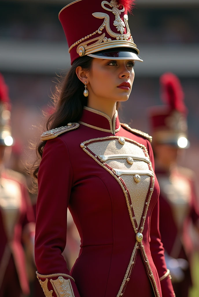 Pearl and wine colored band uniform