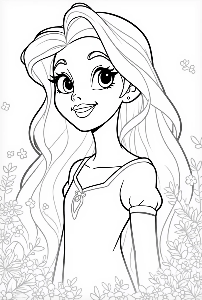  with long hair, stile coloring page Disney book for coloring Pages book