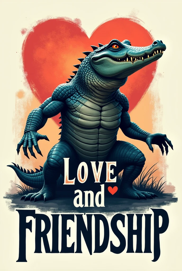 Big Aggressive Crocodile , logo type , Love and friendship ,  titulo Love and friendship YoloX