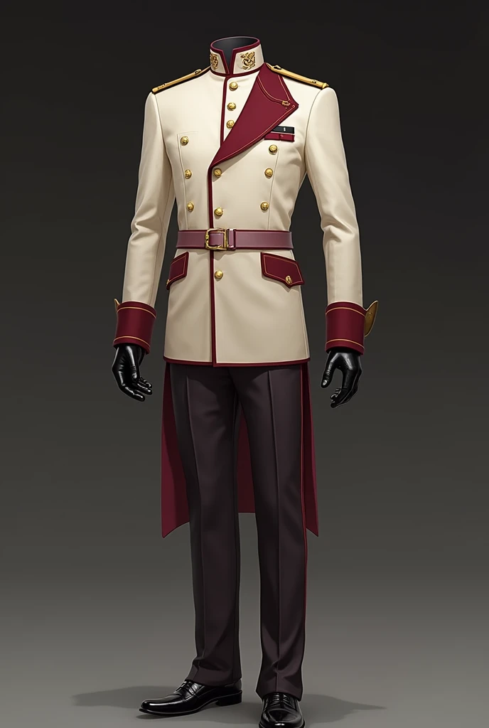 Men's pearl and wine colored band uniform