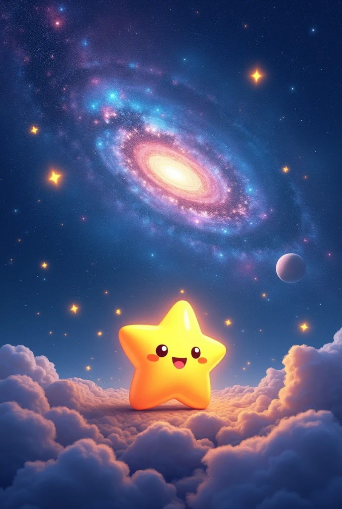 Milky Way background only cute bright yellow