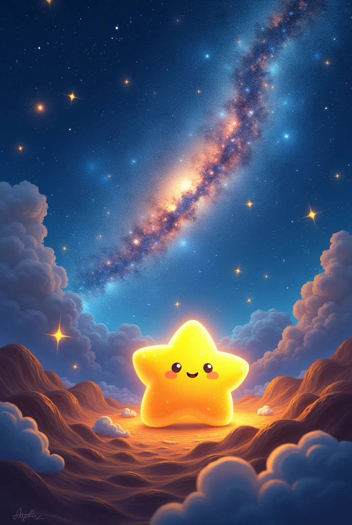 Milky Way background only cute bright yellow