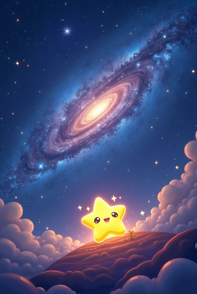 Milky Way background only cute bright yellow