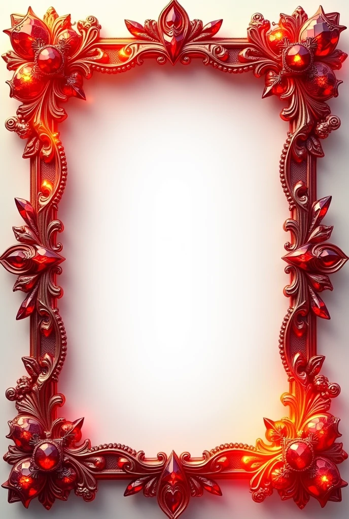 Fire themed frame with diamond crystals Ruby aesthetic and decorative and no background at all fully transparent background