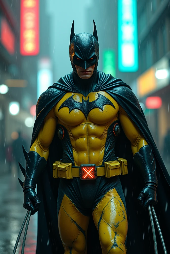 Rain, fragments, particles blender
Actor asian Akira kaneda's batman nanopunk style suit iron-man mixed wolverine creepy monstrous scary as batman fusion wolverine Year 2099s from X-Men's filmed by ZackSnyder, wolverine dress traje semi rasgado , fighting against thugs X-men Full body , traje rasgado semi Pearl yellow black neon-infused psicodélic fragments splash Snowflakes X-shaped stripes raytracing fashion Week , variant angles, captured with award-winning photography technique, cinematic, dark environment, bokeh, grainy, urban-xmen setting, blurry, IMAx, filmed with Kodak portrait 400, 200mm, f2.8, high resolution, teal filter.Adicione efeitos com chuva, e. Novas cores e trajes diferente em cenas imagens feita, Batman Arkham fighting against thugs punching