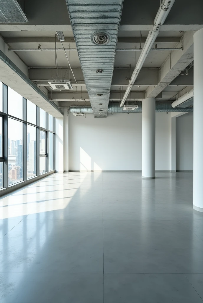 Give me a real, not virtual, photo of a 500m2 empty office for rent in a building in Ho Chi Minh City.
