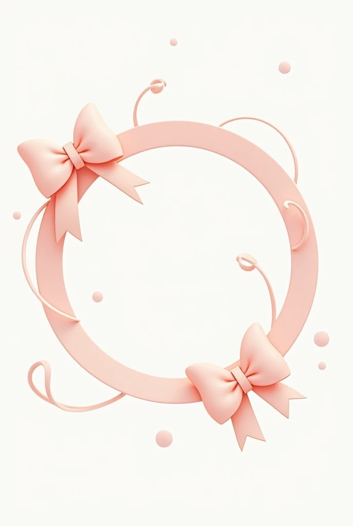 A circle with a white background,  with flirty bows 