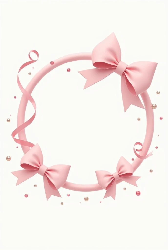 A circle with a white background, with flirty bows