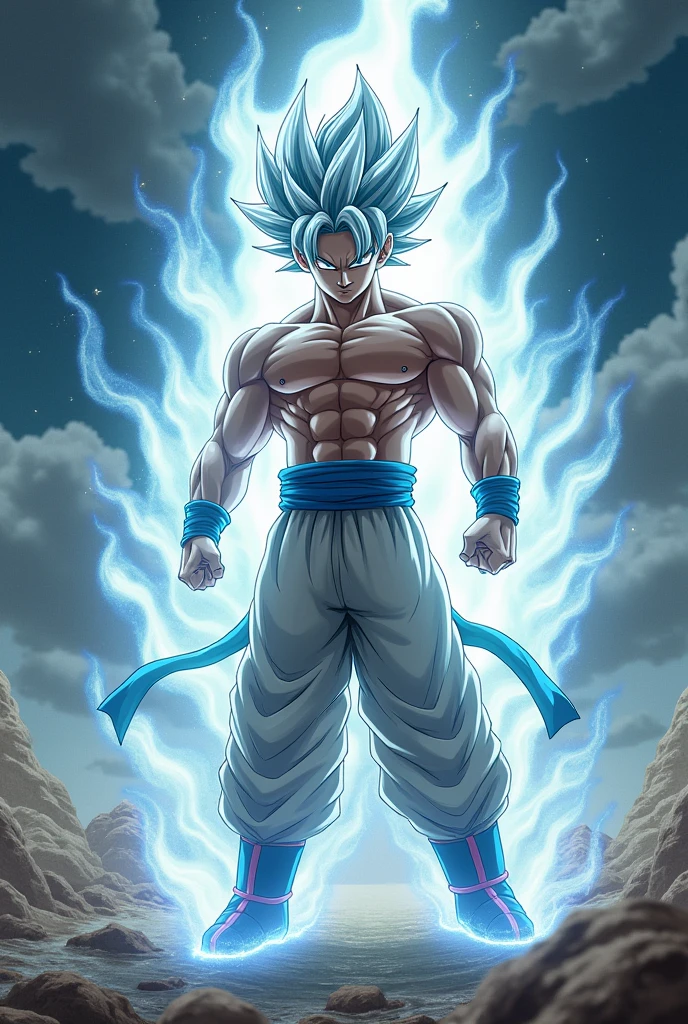 Create an image of Goku transforming into Ultra Instinct