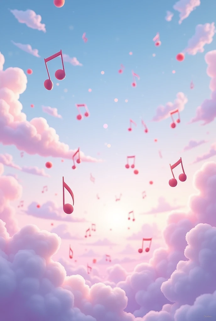Cute sky with flowing musical notes