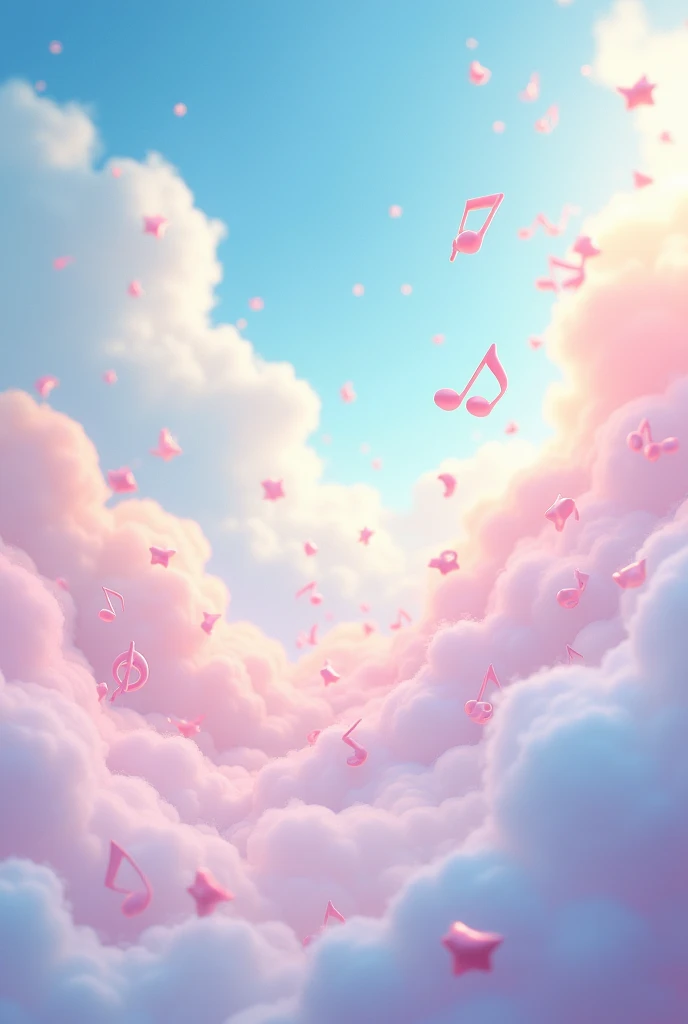 Cute sky with flowing musical notes