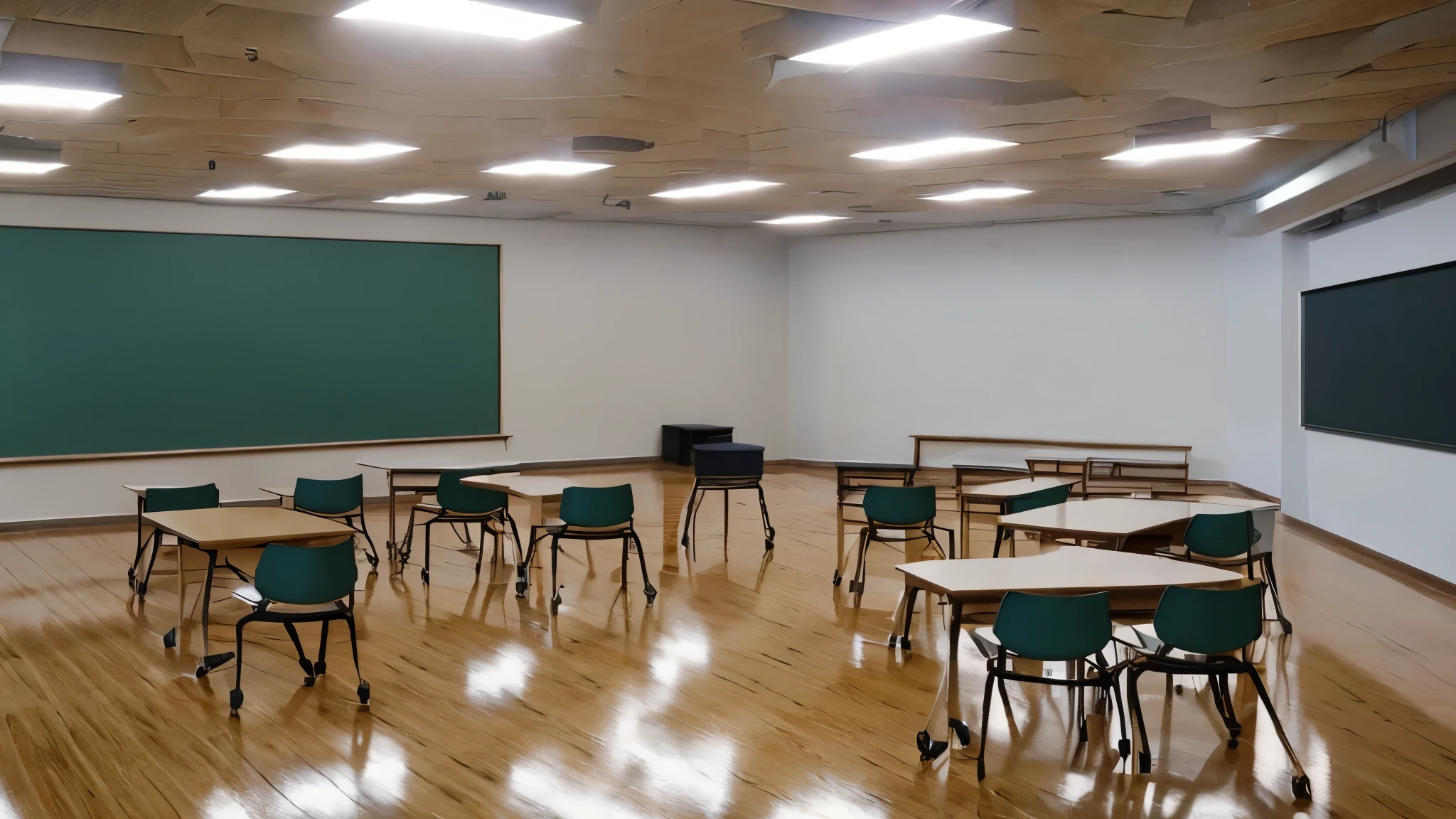 Need to design a training room measuring 5m x 10m.
Need 01 projector 01 teacher's desk Sound system 01 wall-mounted bookshelf 04 wall-mounted flipcharts Vivid wall paintings