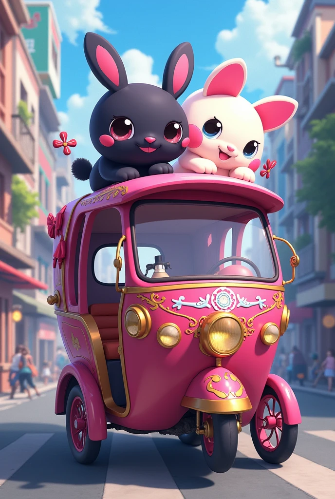 A trishaw with kuromi and melody theme